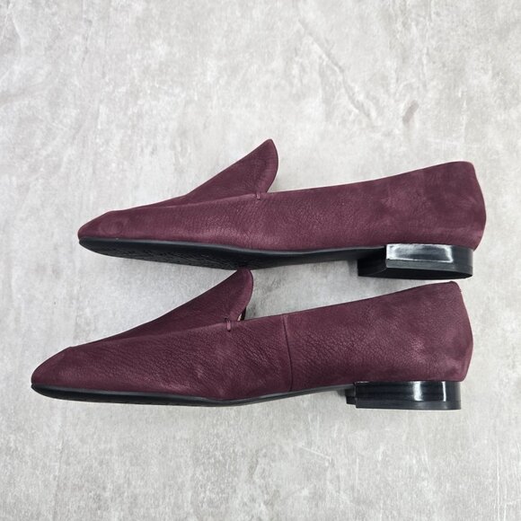 Nine West Slip On Loafers Size 8 Plum Purple Suede Preppy Square Toe Dress Shoes - Picture 7 of 11